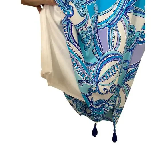 Lilly Pulitzer Sydney Silk Caftan Dress XS Blue Preppy Beach Resortwear - Picture 8 of 13